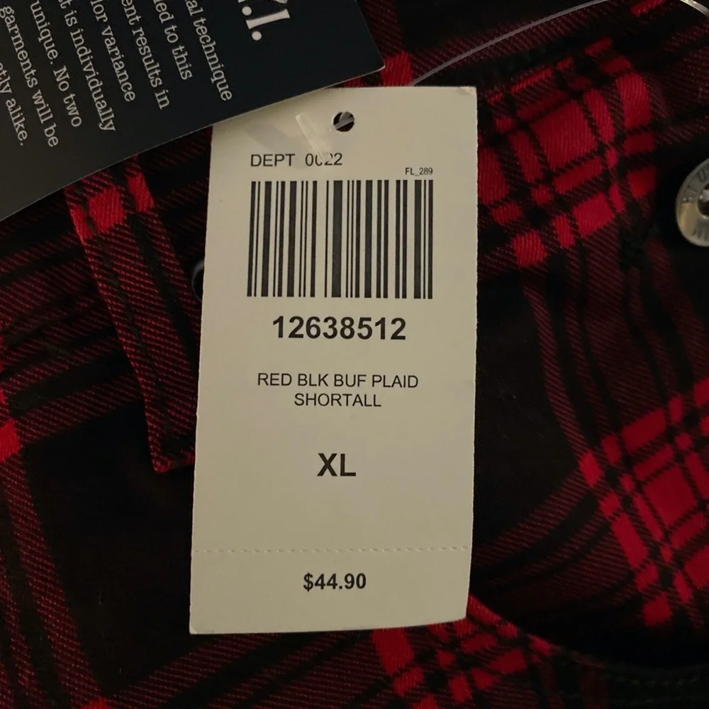 NWT Hot Topic Black and Red Plaid Shortalls - Size XL
